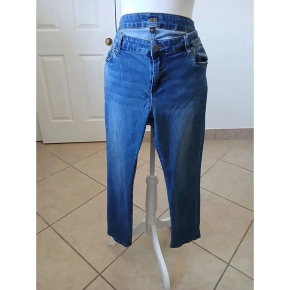 Kut From The Kloth Women Carlo Ankle Skinny Jeans 16W Blue Raw Hem Stretch - Picture 1 of 16